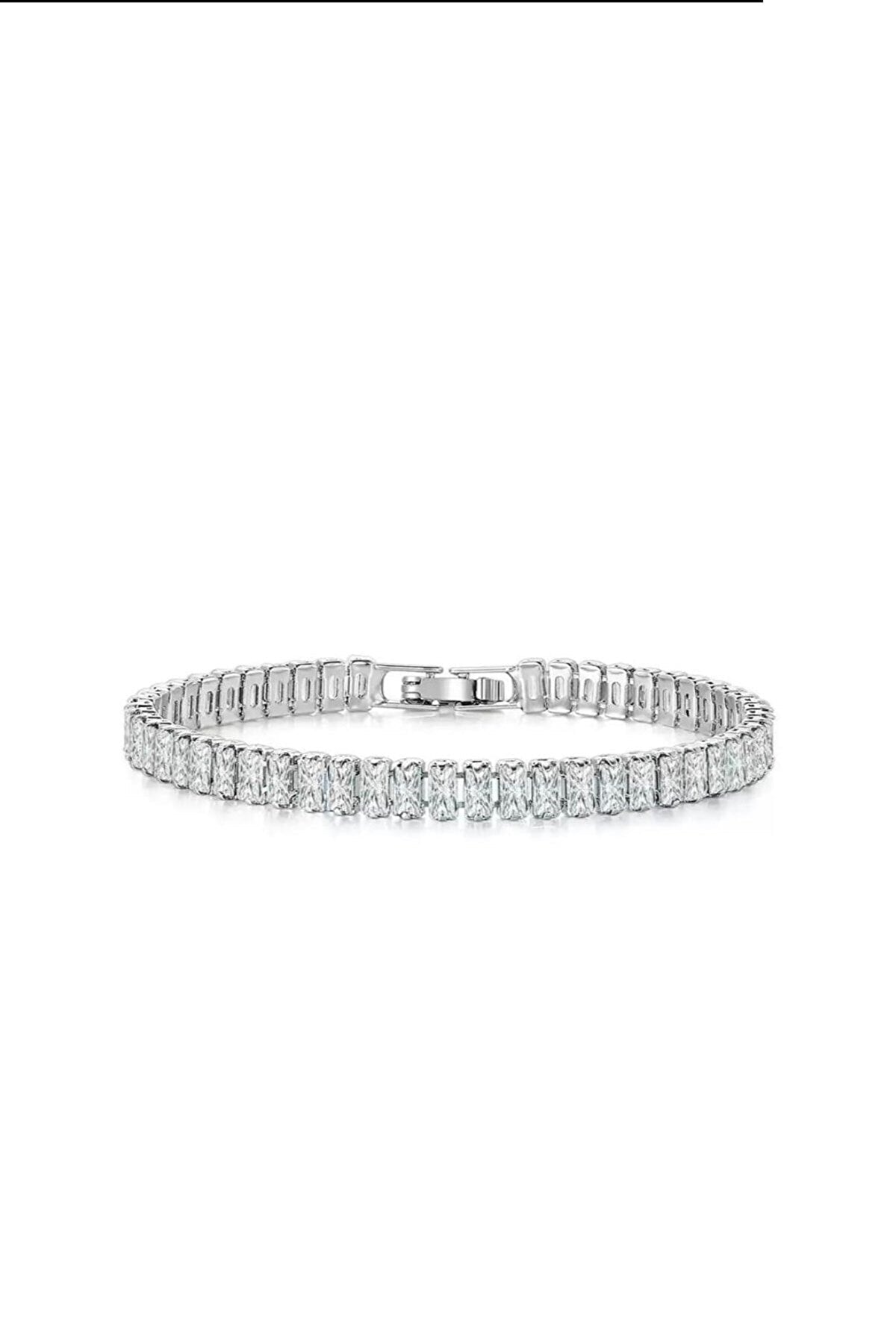 316L Steel Zircon Baguette Tennis Bracelet – Gold-Tone