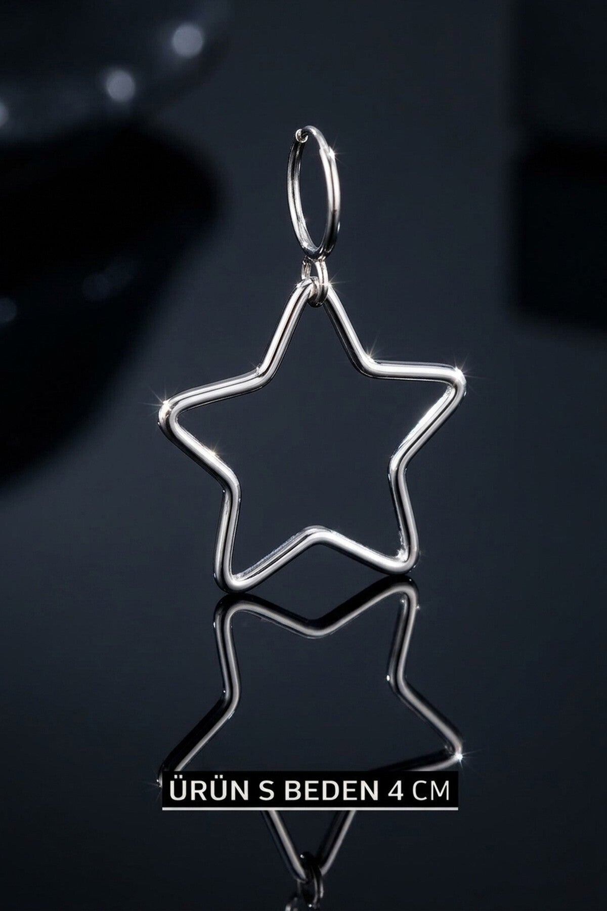 Jack Ferrero Women's Silver Steel Star Dangle Earrings