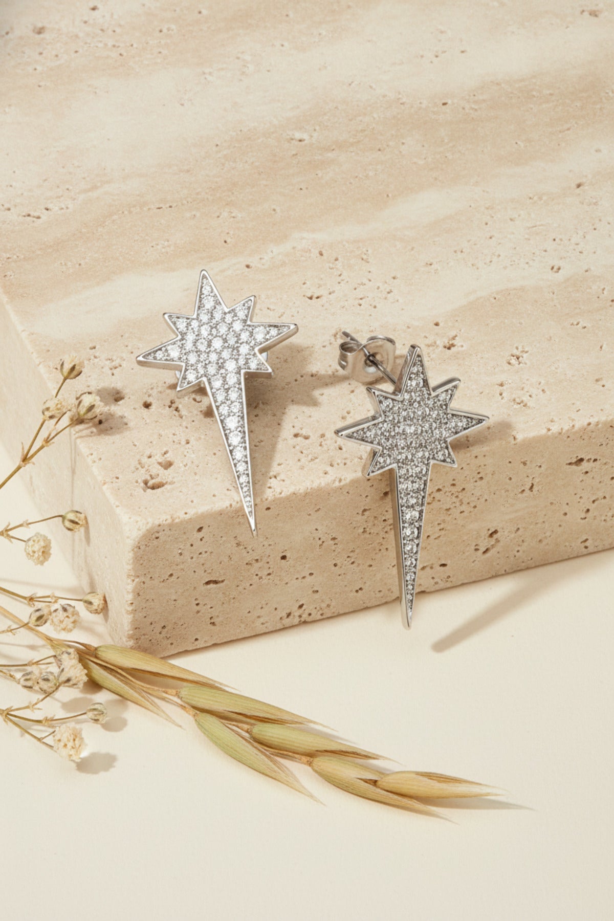 Jack Ferrero Silver-Tone Zircon North Star Earrings