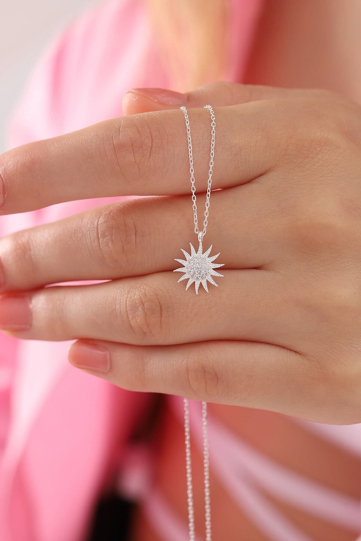 Bilsen 925 Silver Gold-Plated Zircon Sun Necklace