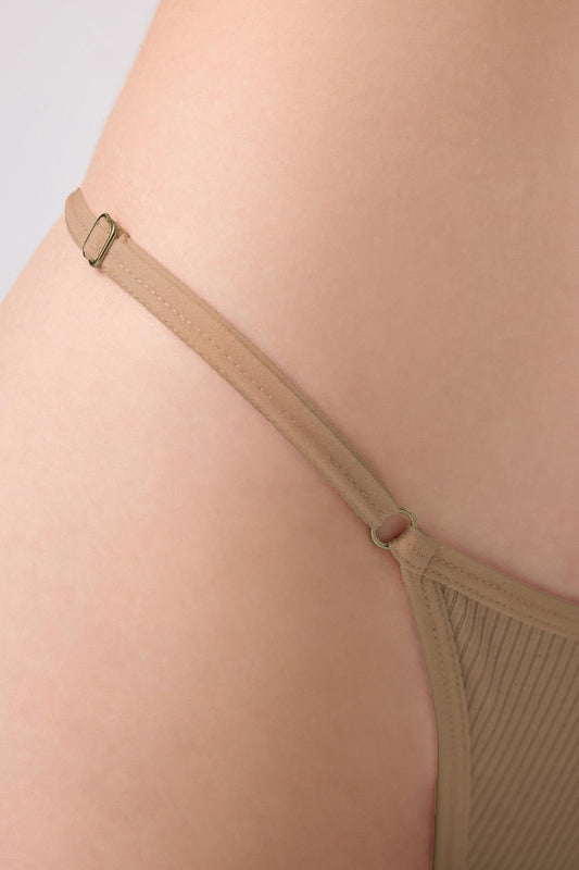 Cottonhill Ribbed Adjustable Women's Thong Panties – 5-Pack (Multicolor)