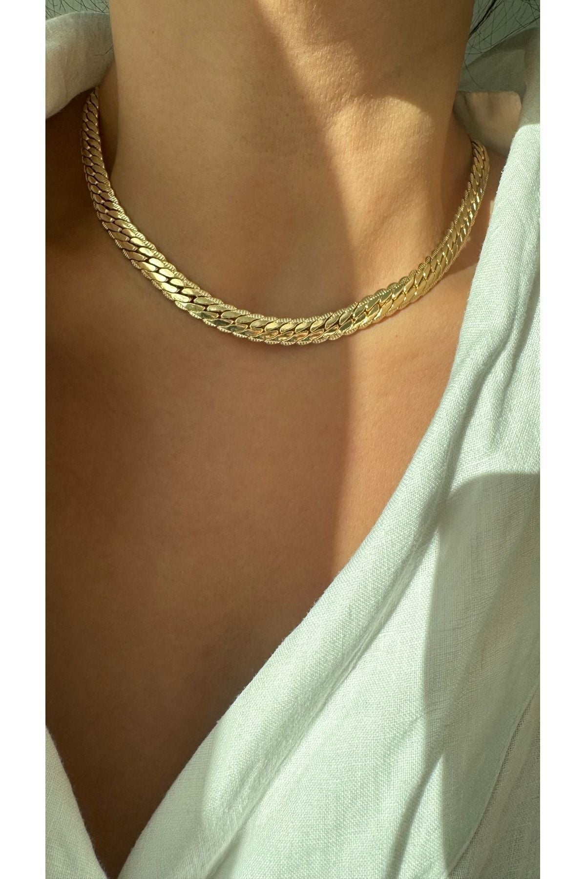 Vi Store Gold-Plated Braided Rope Chain Necklace