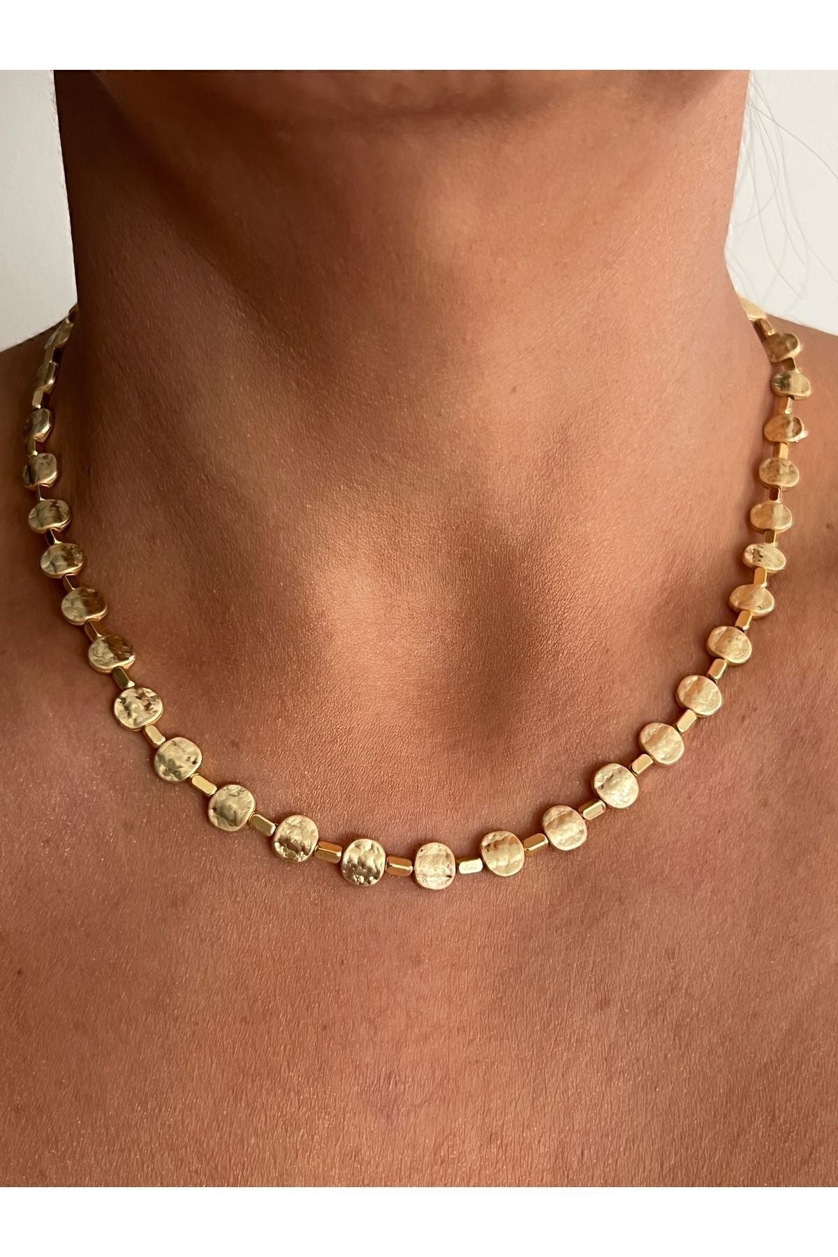 Tones Handmade Vintage Brass Disc Necklace – Gold-Tone