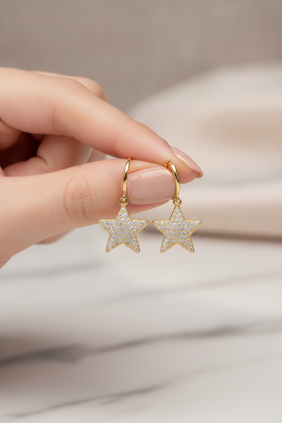 Jack Ferrero Women's Yellow Zircon Star Earrings