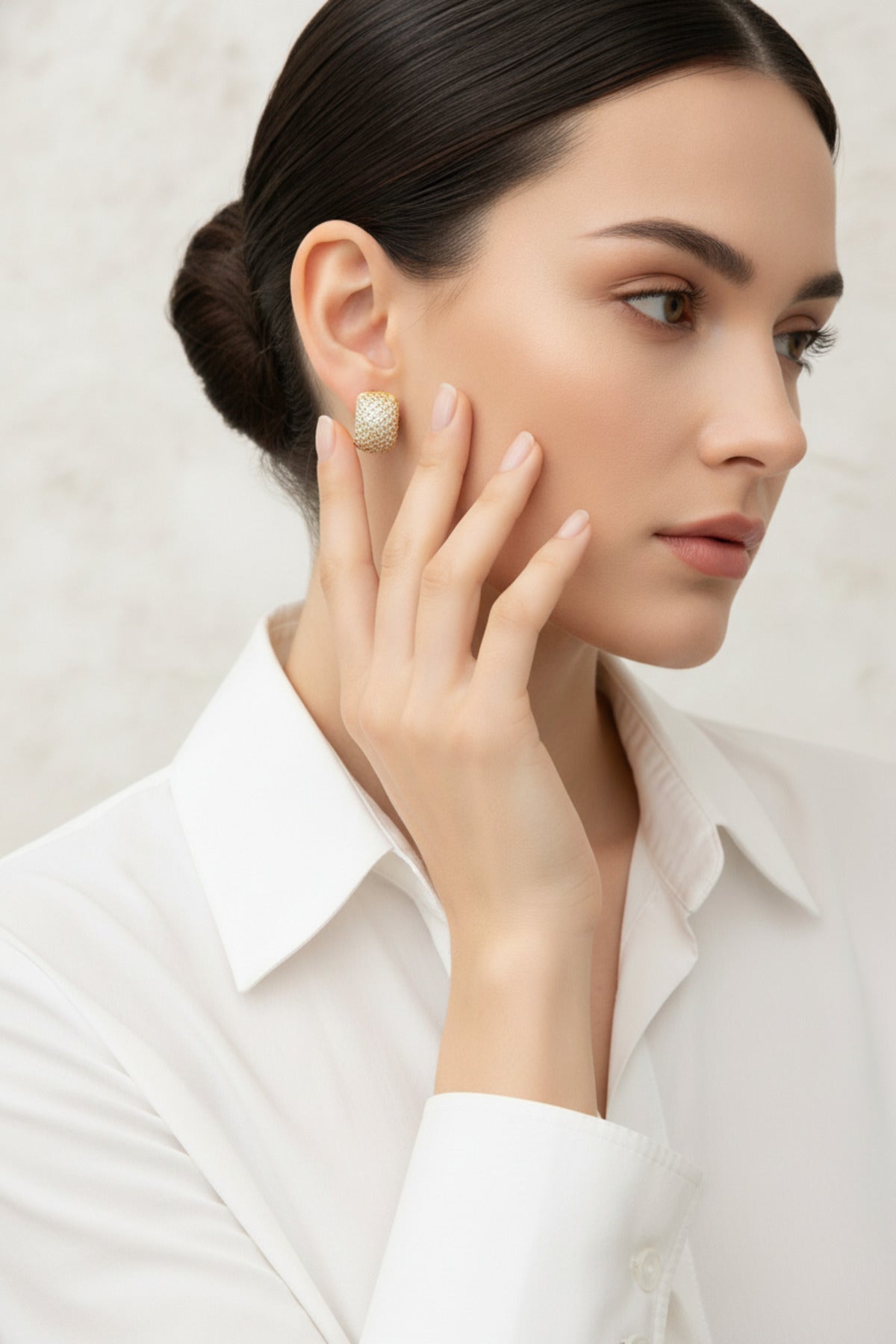 Jack Ferrero Women's Yellow Zircon Square Hoop Earrings
