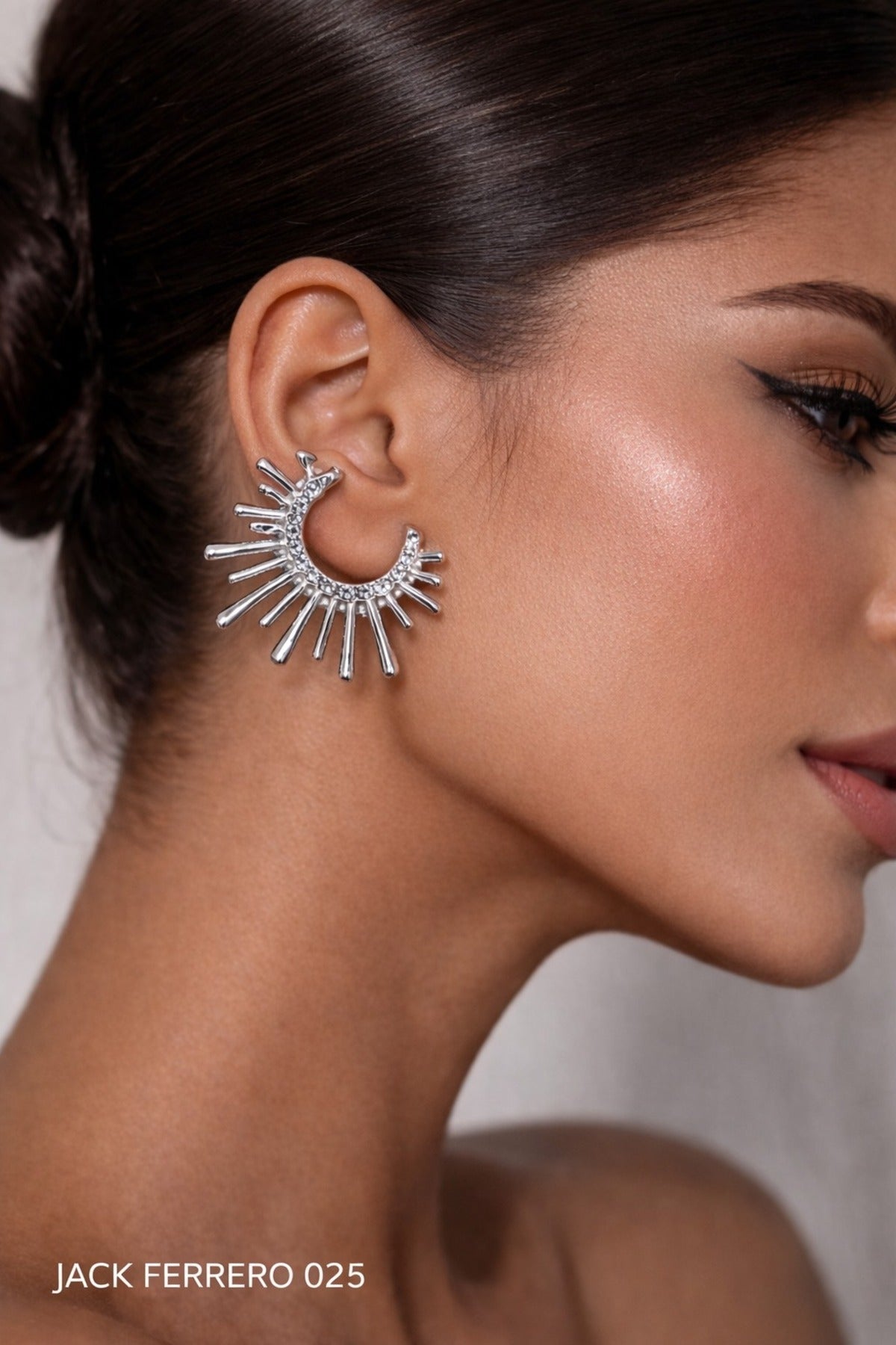 Jack Ferrero Astra Silver-Tone Sun Stud Earrings