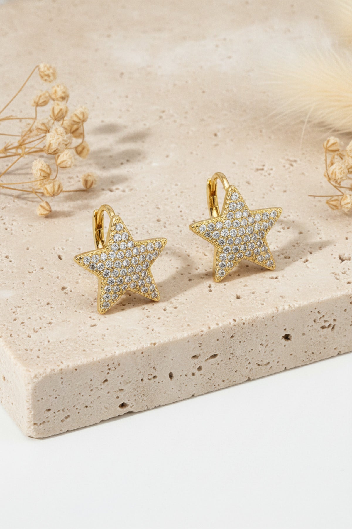 Jack Ferrero Women's Yellow Zircon Star Earrings