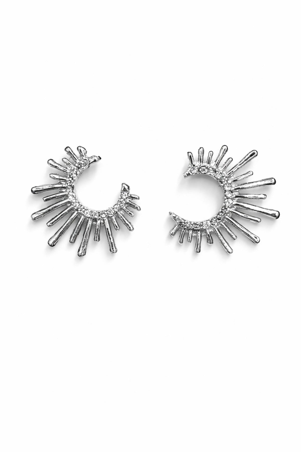 Jack Ferrero Astra Silver-Tone Sun Stud Earrings
