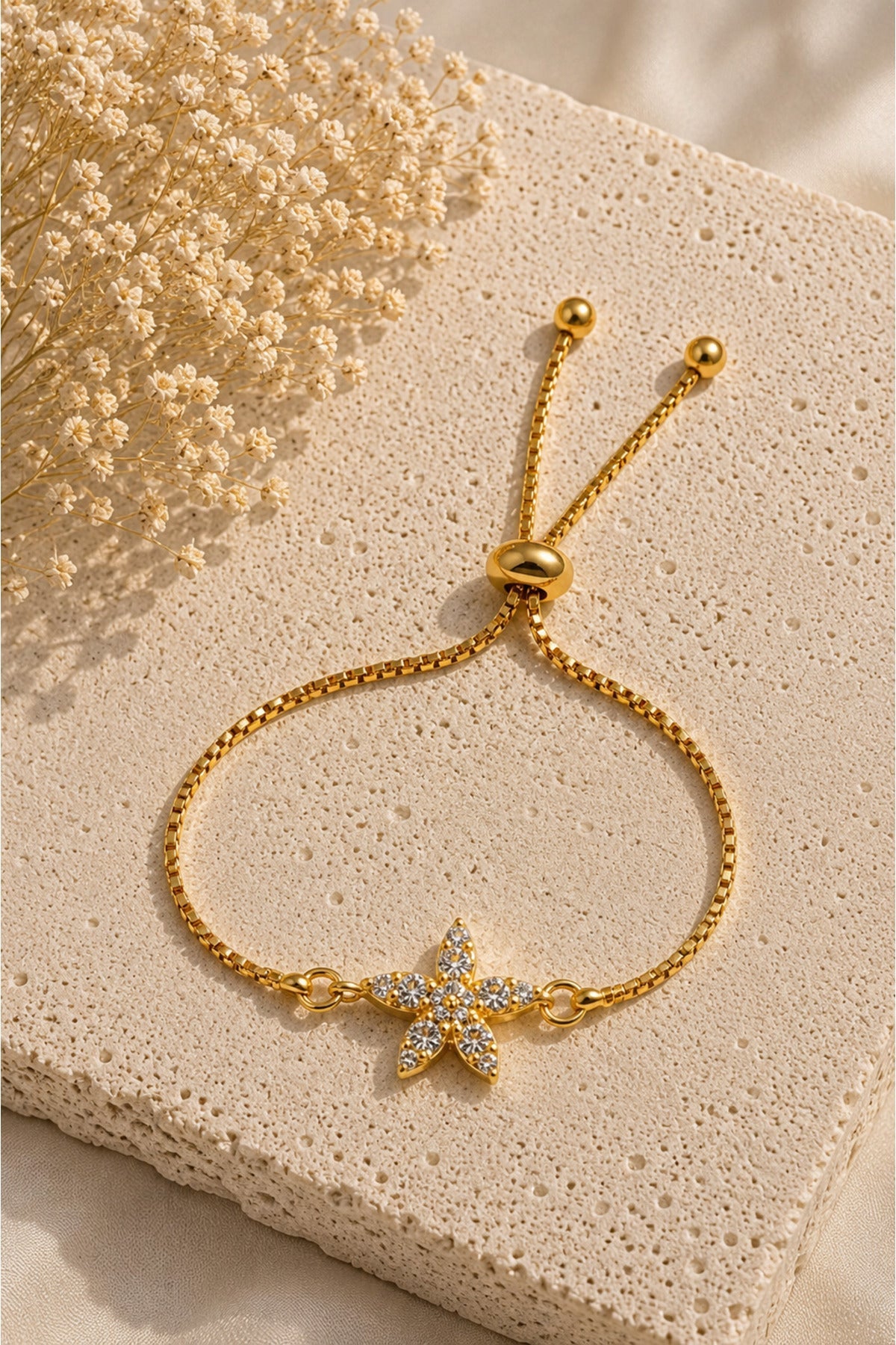 Jack Ferrero Gold-Tone Zircon Starfish Adjustable Bracelet