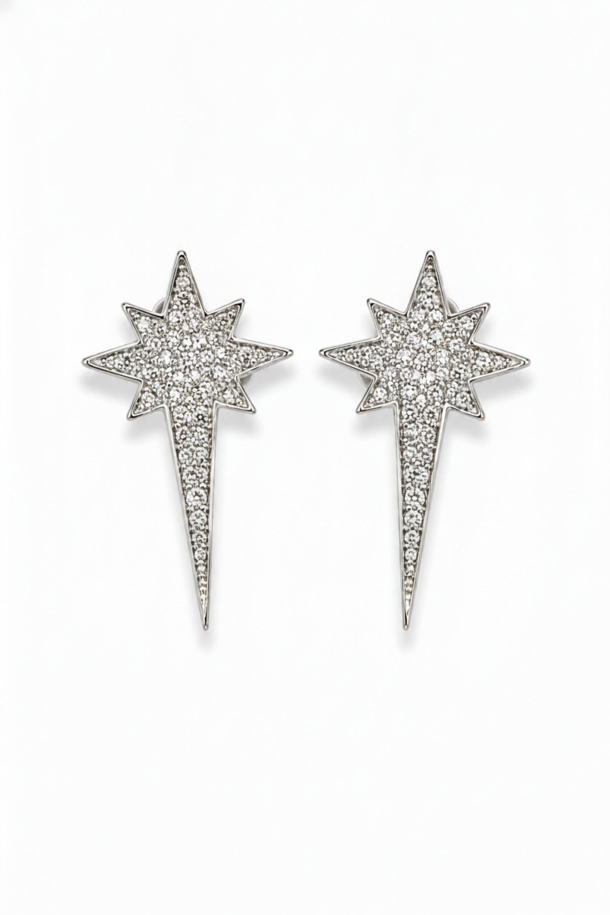 Jack Ferrero Silver-Tone Zircon North Star Earrings
