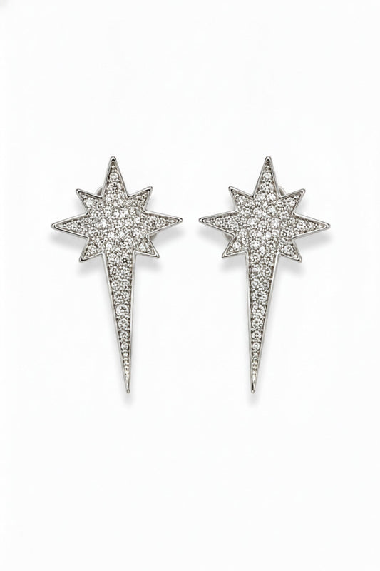 Jack Ferrero Silver-Tone Zircon North Star Earrings