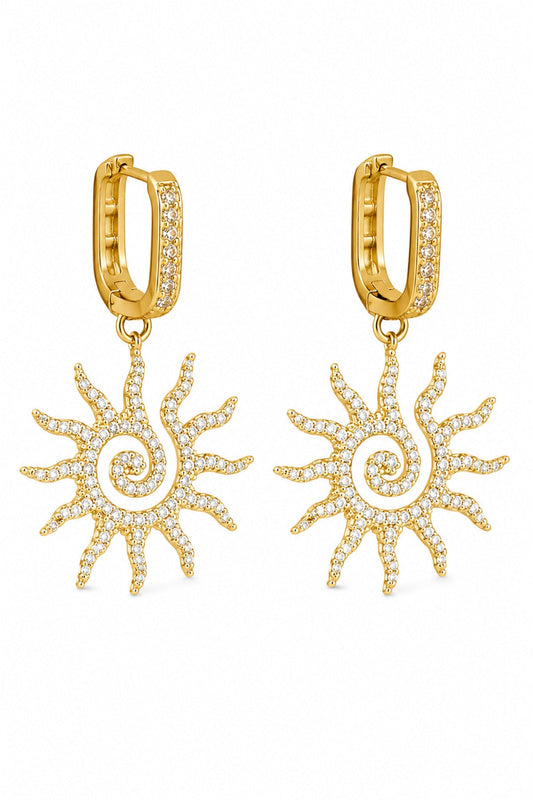 Jack Ferrero Women's Yellow Zircon Spiral Sun Hoop Earrings