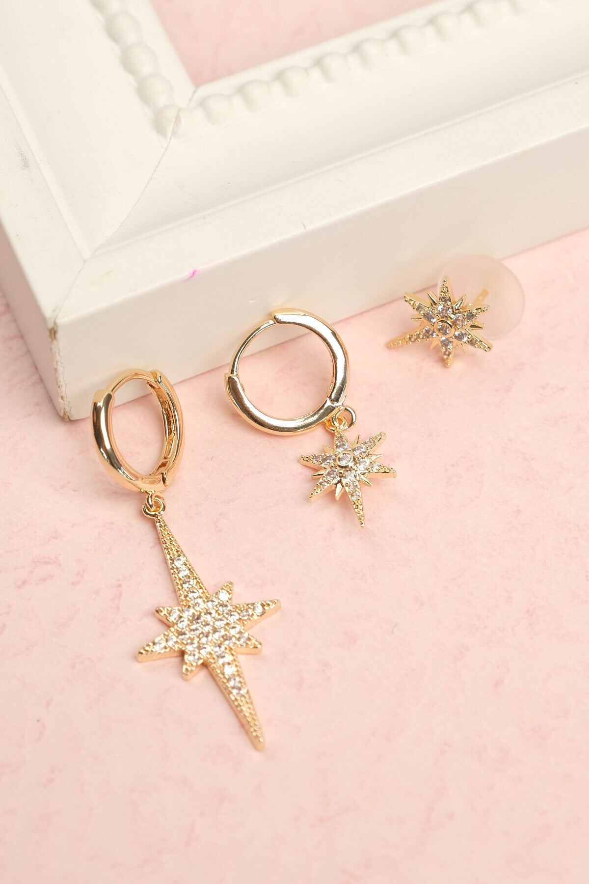 Jack Ferrero Gold-Tone Steel North Star Earring Set – 3-Pair