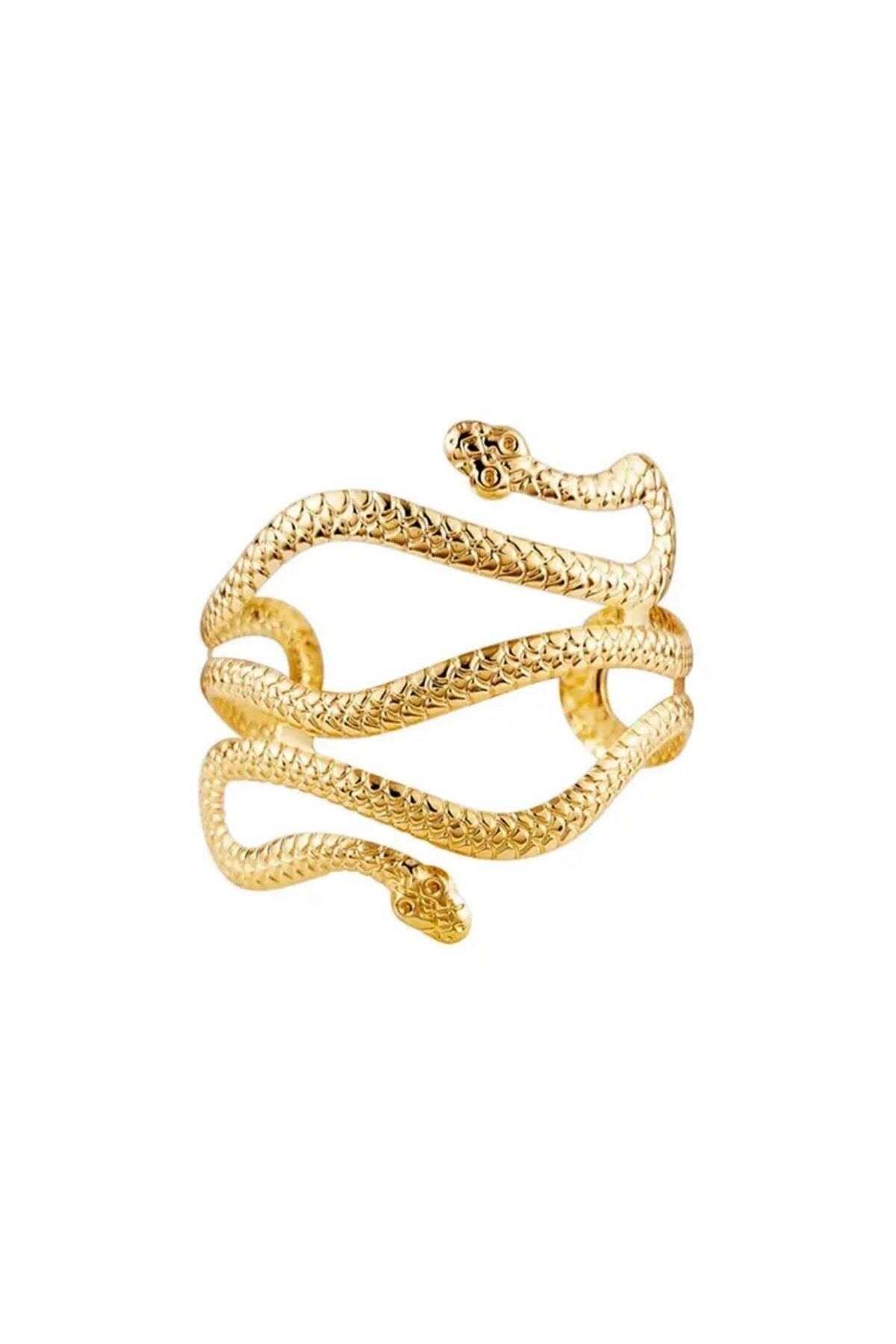 Pelin Aksesuar Spiral Snake Cuff Bracelet – Gold-Tone