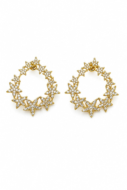 Jack Ferrero Women's Yellow Zircon Star Hoop Earrings
