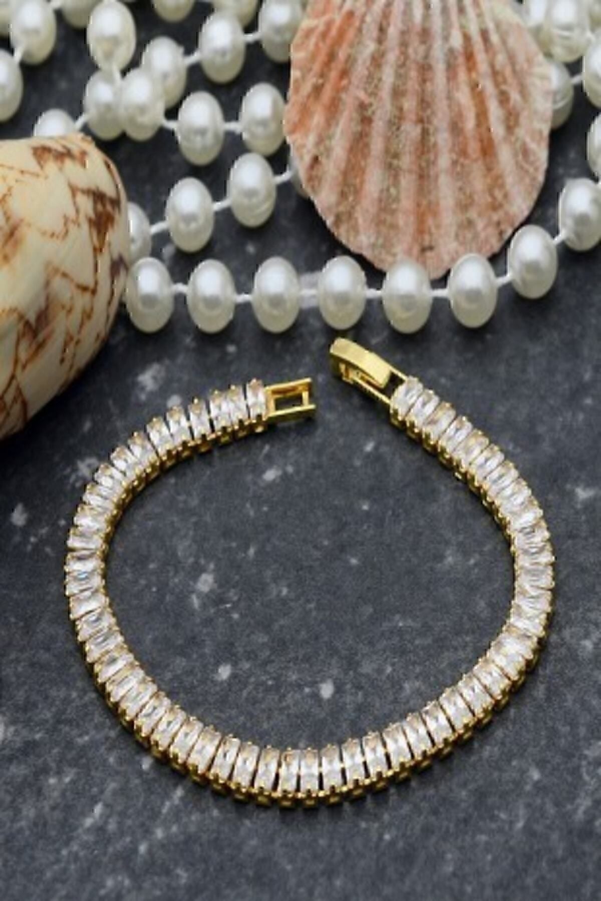 Takıyakıştır Steel Zircon Water-Way Tennis Bracelet – Gold-Tone