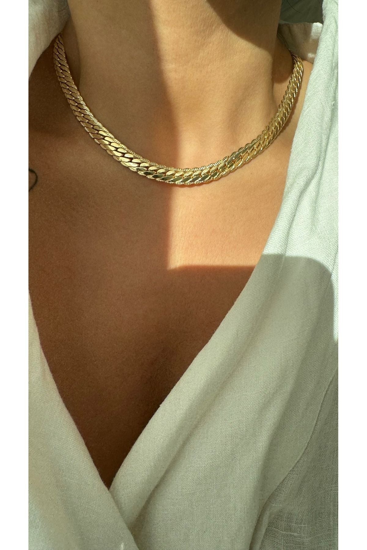 Vi Store Gold-Plated Braided Rope Chain Necklace