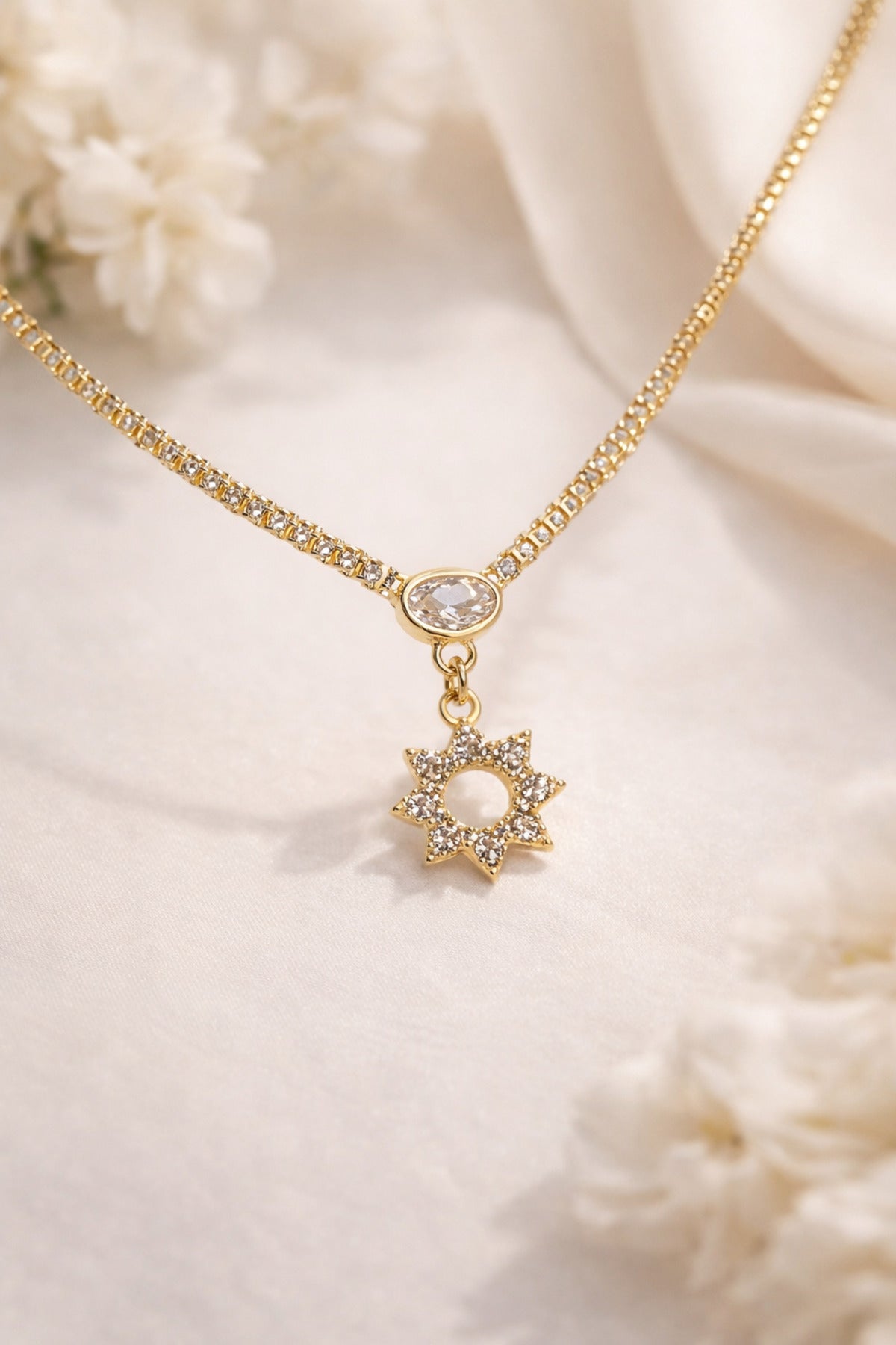 Glowy&Co. Stella Zircon 14K Gold-Tone Steel Necklace