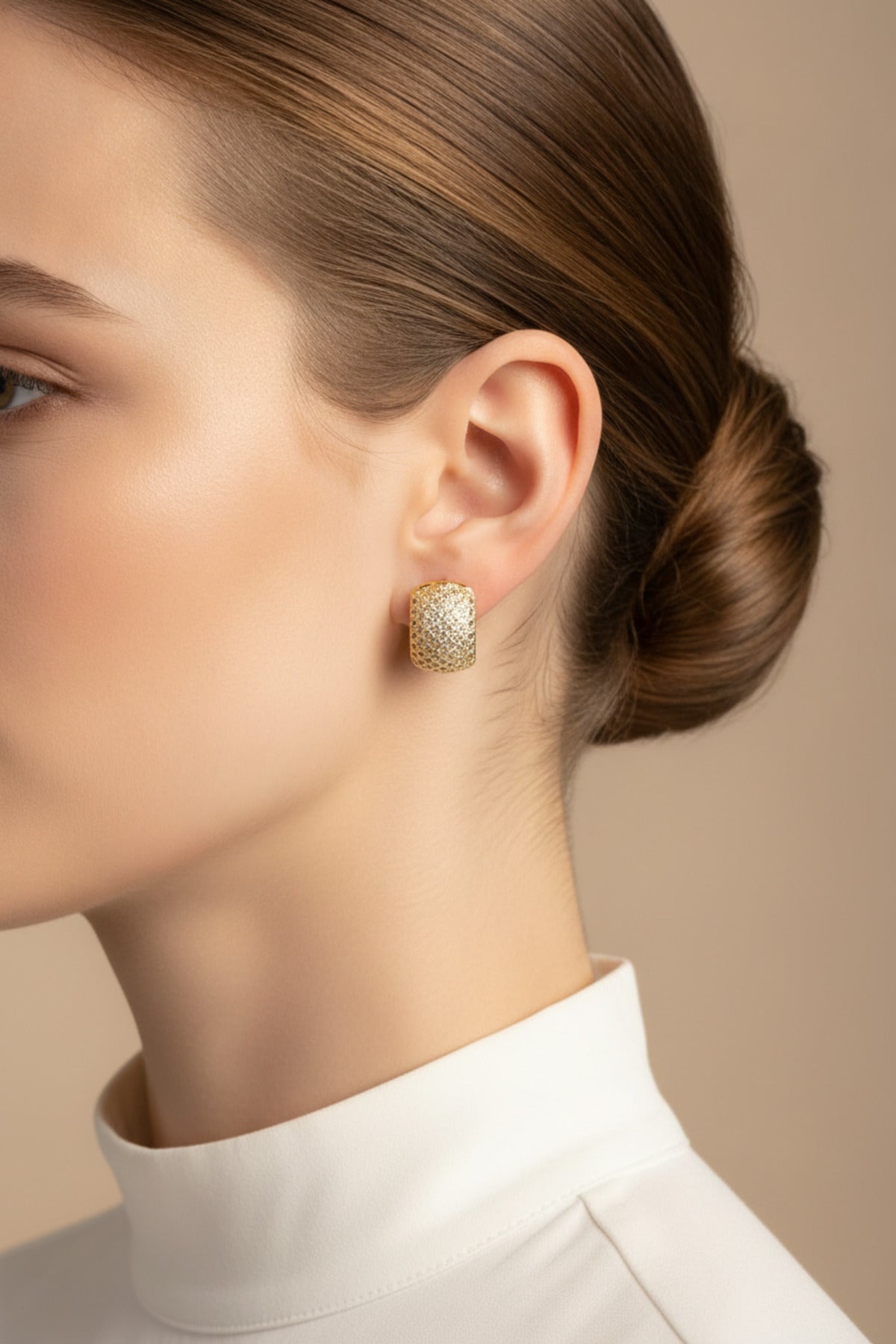 Jack Ferrero Women's Yellow Zircon Square Hoop Earrings