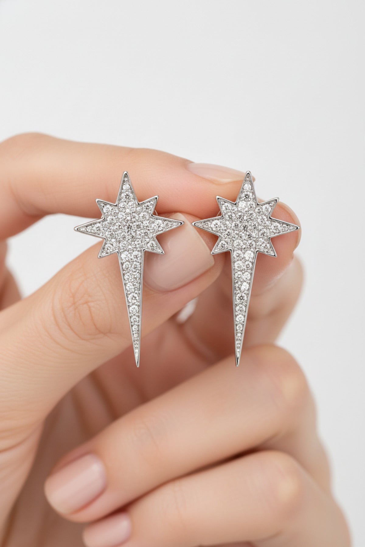 Jack Ferrero Silver-Tone Zircon North Star Earrings