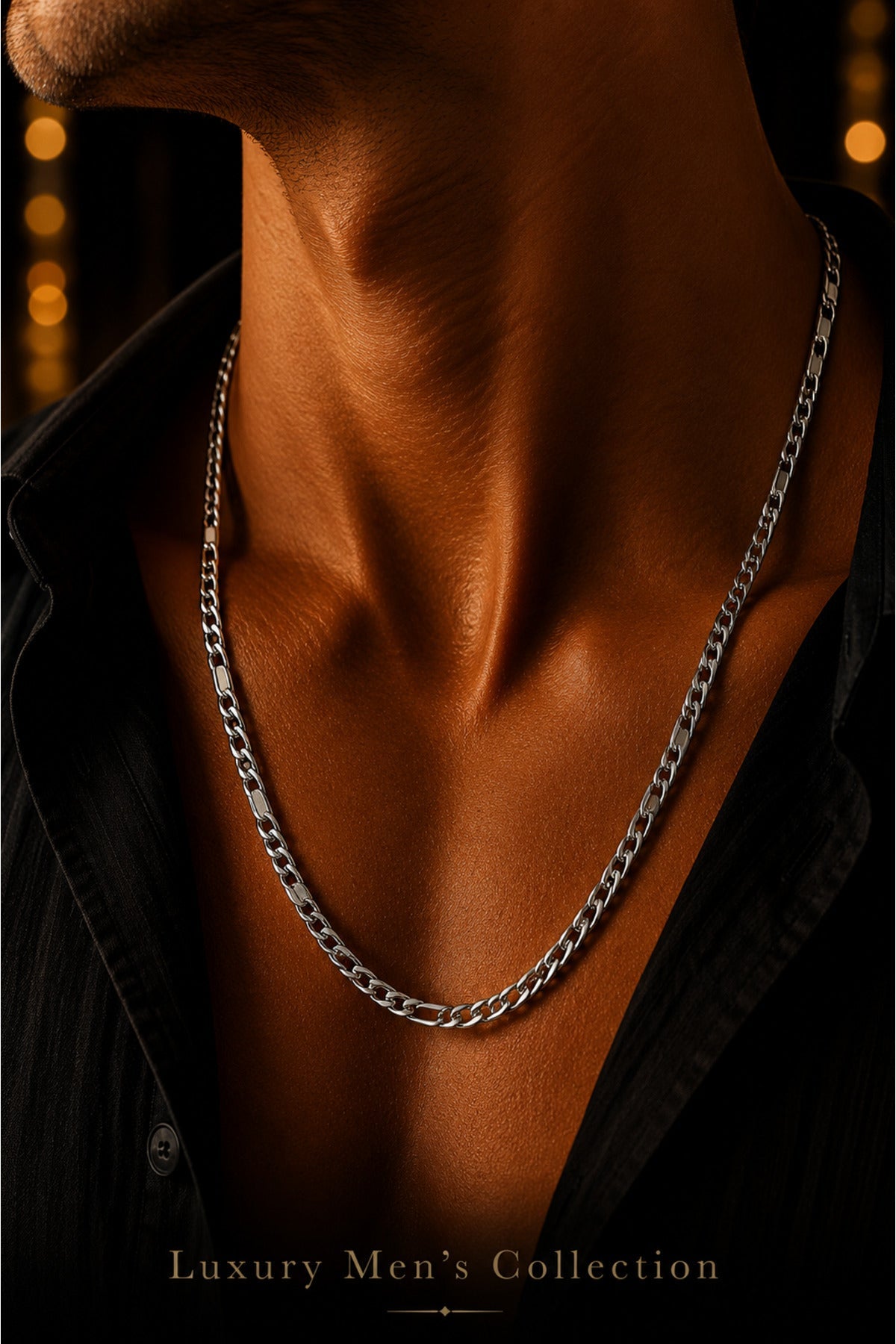 Jack Ferrero Men's Silver-Tone Stainless Steel Chain Necklace