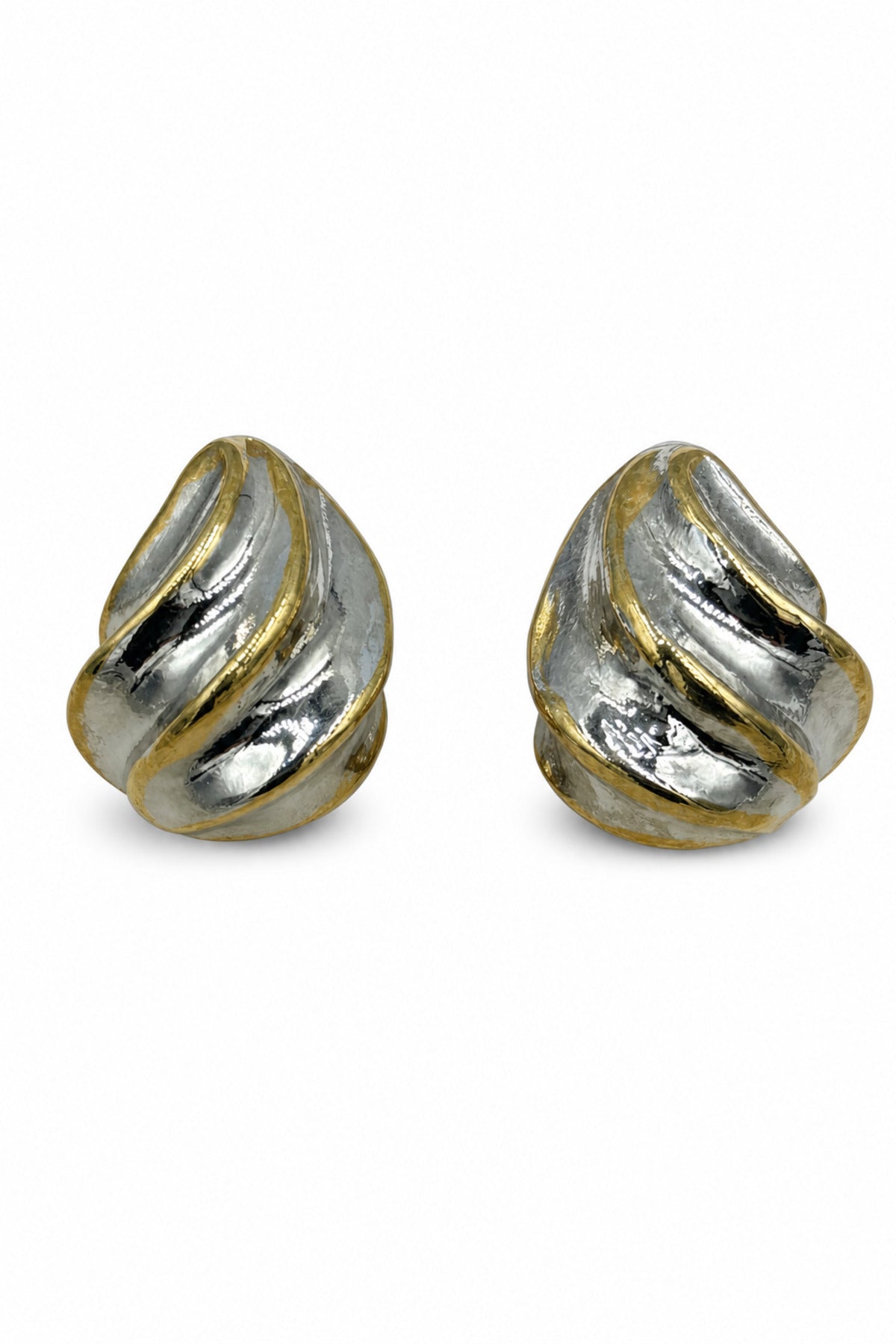 Jack Ferrero Women's Gray & Yellow Modern Wavy Statement Earrings