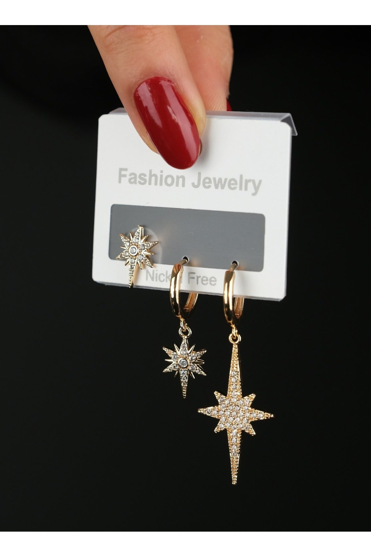 Jack Ferrero Gold-Tone Steel North Star Earring Set – 3-Pair