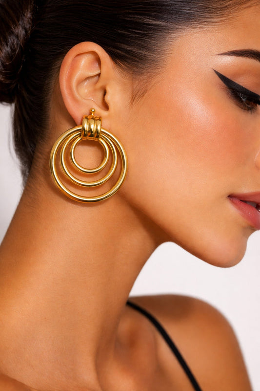 Jack Ferrero Gold-Tone Steel Triple Hoop Earrings