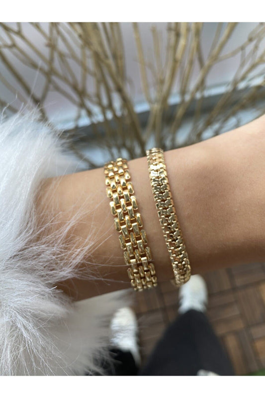 Jenny Daphne Women's Gold-Plated Non-Tarnish Bracelet Set – 2-Piece